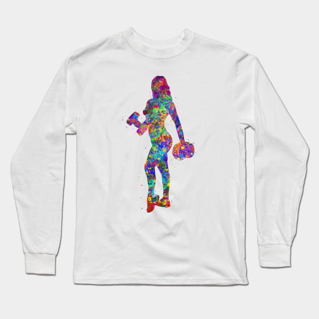 Weightlifter girl Long Sleeve T-Shirt by Yahya Art